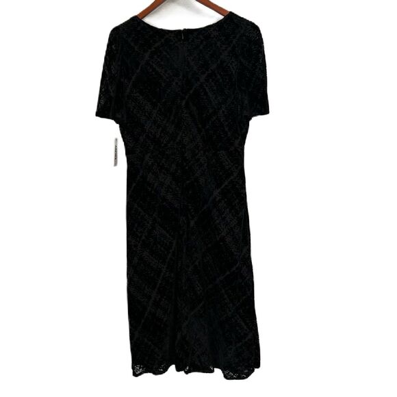 DKNY Dress Women 18W Black Burnout Velvet Slit Sweetheart Sheer Classy Glam NWT - Picture 2 of 16